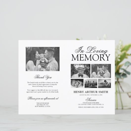 予算の葬儀のサービスの順序フォトプログラム (スタンド正面)