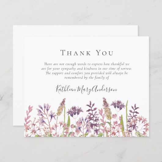 予算の葬儀サンキューカード |ワイルドフラワー縁ど (正面/裏面)