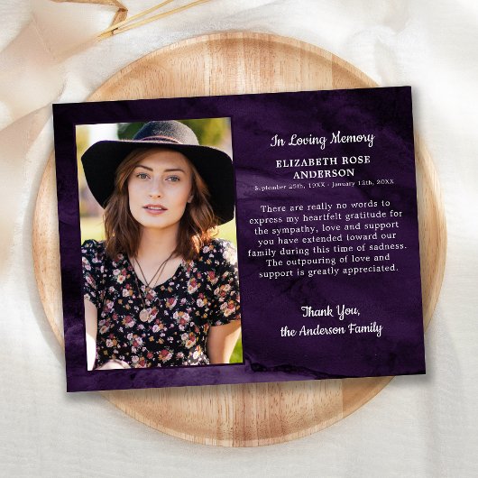 予算の葬儀記念写真ありがとう紫