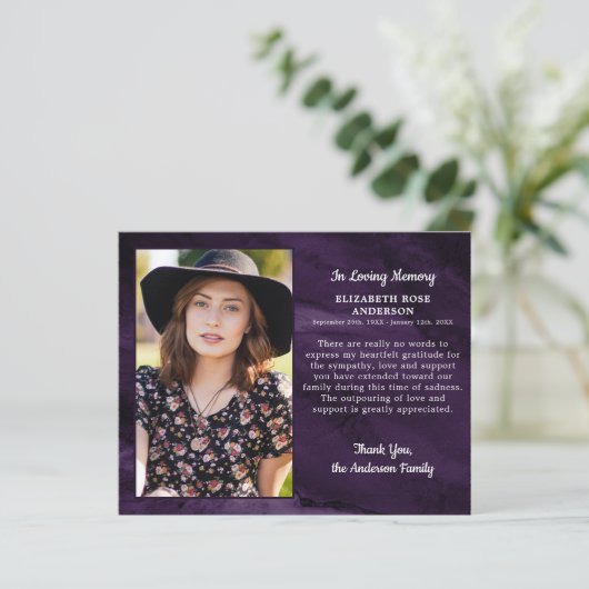 予算の葬儀記念写真ありがとう紫 (スタンド正面)