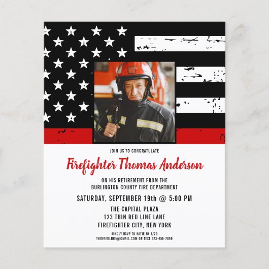 予算の薄い赤線の写真消防士の退職 (正面)