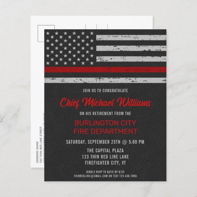 予算の薄い赤線の消防士の退職 (正面/裏面)