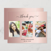 予算の誕生日の写真バラ金ゴールドサンキューカード (正面/裏面)