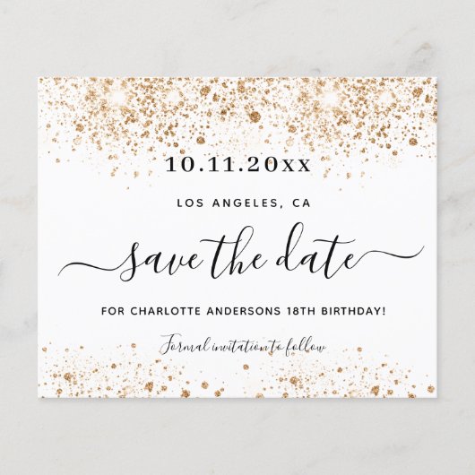 予算の誕生日の白い金ゴールドの日付の保存 (正面)