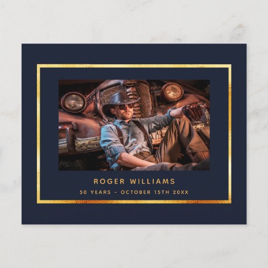 予算の誕生日の青い金ゴールド感謝してい写真あなた (裏面)