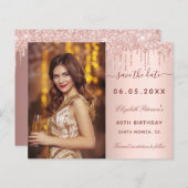 予算の誕生日バラグリッター写真の保存日付 (正面/裏面)