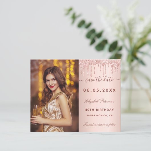 予算の誕生日バラグリッター写真の保存日付 (スタンド正面)