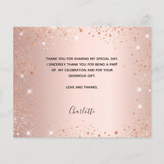 予算の誕生日バラ赤面グリッター感謝してい写真あなた (裏面)