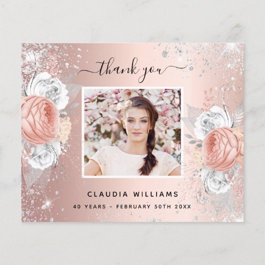 予算の誕生日バラ金ゴールドシルバ感謝していー写真 (裏面)