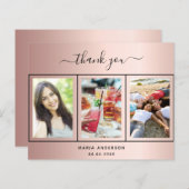 予算の誕生日バラ金ゴールド写真サンキューカード (正面/裏面)