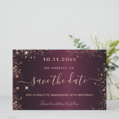 予算の誕生日バーガンディバラ金ゴールドの日付を保存 (スタンド正面)