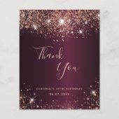 予算の誕生日バーガンディバラ金ゴールドサンキューカード (正面)