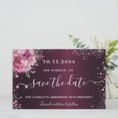 予算の誕生日バーガンディーピンクフローラの日付を保存 (スタンド正面)