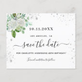 予算の誕生日パーティフローラ白い日付を保存 (正面)