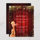 予算の誕生日パーティレッド金ゴールドグリッタードレスムービー (正面/裏面)