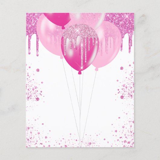 予算の誕生日ピンクの白い女の子の招待 (裏面)