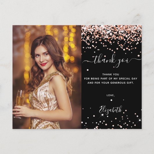 予算の誕生日ブラックバラ金ゴールド感謝してい写真あなた (正面)