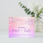 予算の誕生日レインボーグリッターピンク日付を保存 (スタンド正面)