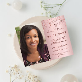 予算の誕生日赤面ピンクの写真Save the Date