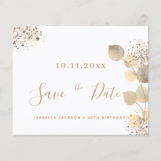 予算の誕生日金ゴールドeucalyptus秋日付を保存 (正面)