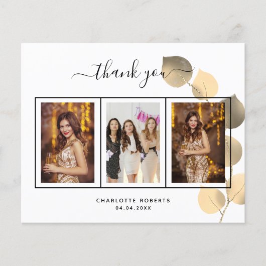 予算の誕生日eucalyptus写真サンキューカード (正面)