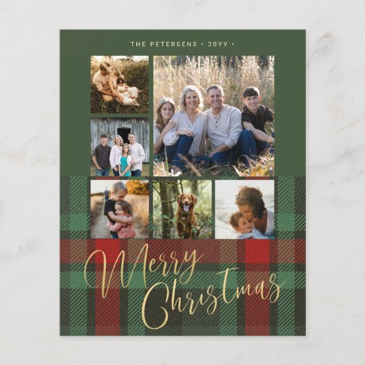 予算の赤い緑の格子写真の複数写真メリークリスマス (正面)