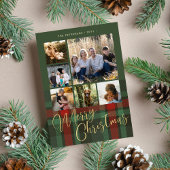 予算の赤い緑の格子写真の複数写真メリークリスマス