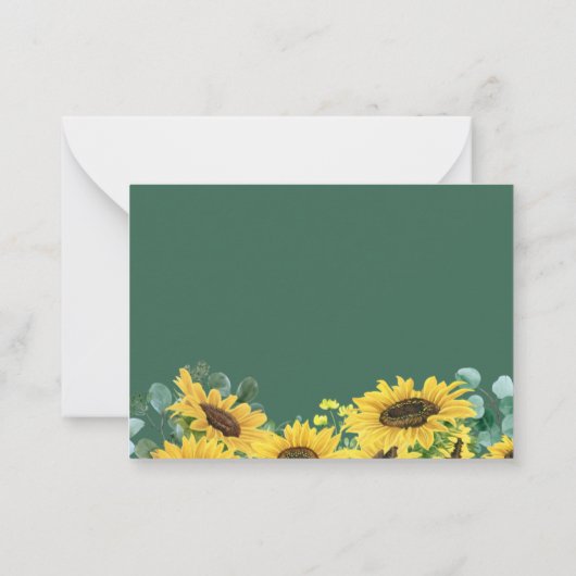 予算の食事RSVP |サンフラワーユーカリ葉 ノートカード (裏面)