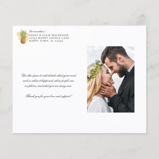 予算の駆け落ちトロピカル結婚パイナップルの写真 (裏面)