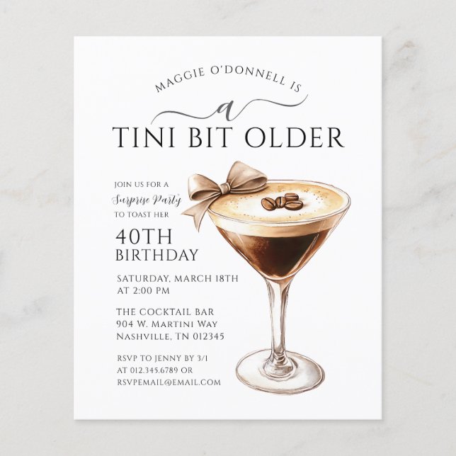 予算の驚きのパーティーTiniビット古いMartini 40th (正面)