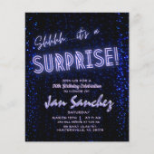 予算の驚きの誕生日の招待状の青と黒 チラシ (正面)