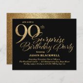予算の驚き90th誕生日パーティーの招待状 (正面/裏面)
