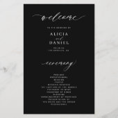 予算の黒と白のエレガントな結婚式プログラム (正面)