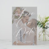 予算の黒と白の写真結婚式の日付を保存 (スタンド正面)