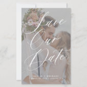 予算の黒と白の写真結婚式の日付を保存 (正面)