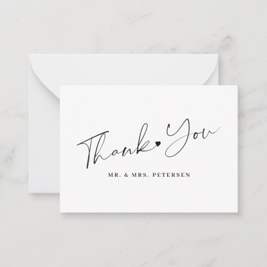 予算の黒白結婚の感謝していスクリプト ノートカード (正面)