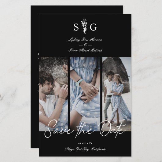 予算の3結婚枚の写真の校合婚約 (正面/裏面)