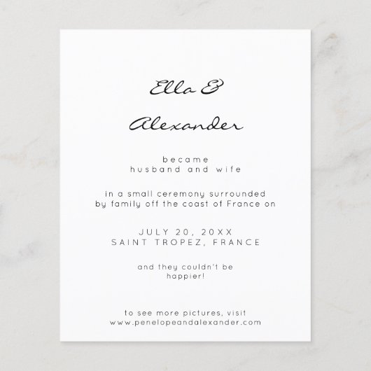 予算のmrとMrs Verticalの結婚発表 チラシ (裏面)