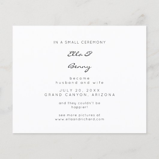 予算のmrフォト夫人の結婚発表 (裏面)