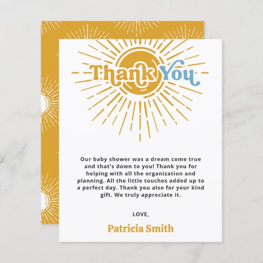 予算はこ来この息子の赤ちゃんシャワーありがとう (正面/裏面)