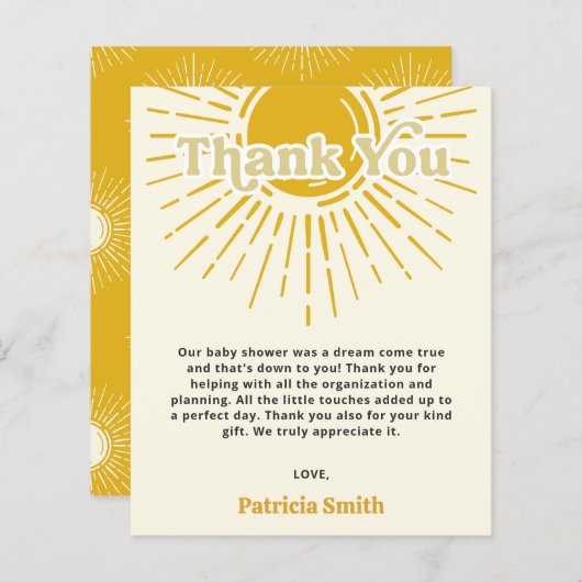 予算はこ来この息子の赤ちゃんシャワーありがとう (正面/裏面)