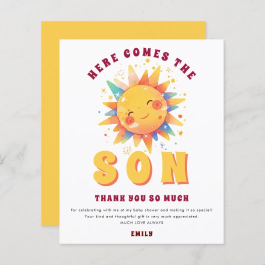 予算はこ来この息子の赤ちゃんシャワーありがとう (正面/裏面)