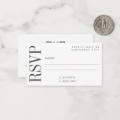 予算はっきりした白黒RSVP QRコードウェブサイト ノートカード (正面/裏面インサイチュ)