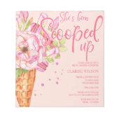 予算はピンクのブライダルシャワーの招待状をスクープ ノートパッド (正面)