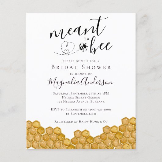 予算はブライダルシャワーへの招待を意図 (正面)