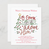 予算は彼を崇拝しようクリスマスパーティー招待状 (正面/裏面)