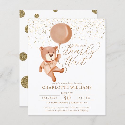 予算は我々は早期にニュートラル赤ちゃんシャワーを待つことができる (正面/裏面)