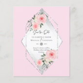 予算は日付を保存する – ピンクの白いバラ (正面)