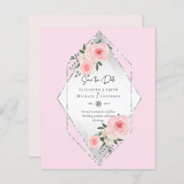 予算は日付を保存する – ピンクの白いバラ