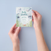 予算は海のベビーシャワー招待状 チラシ (手)